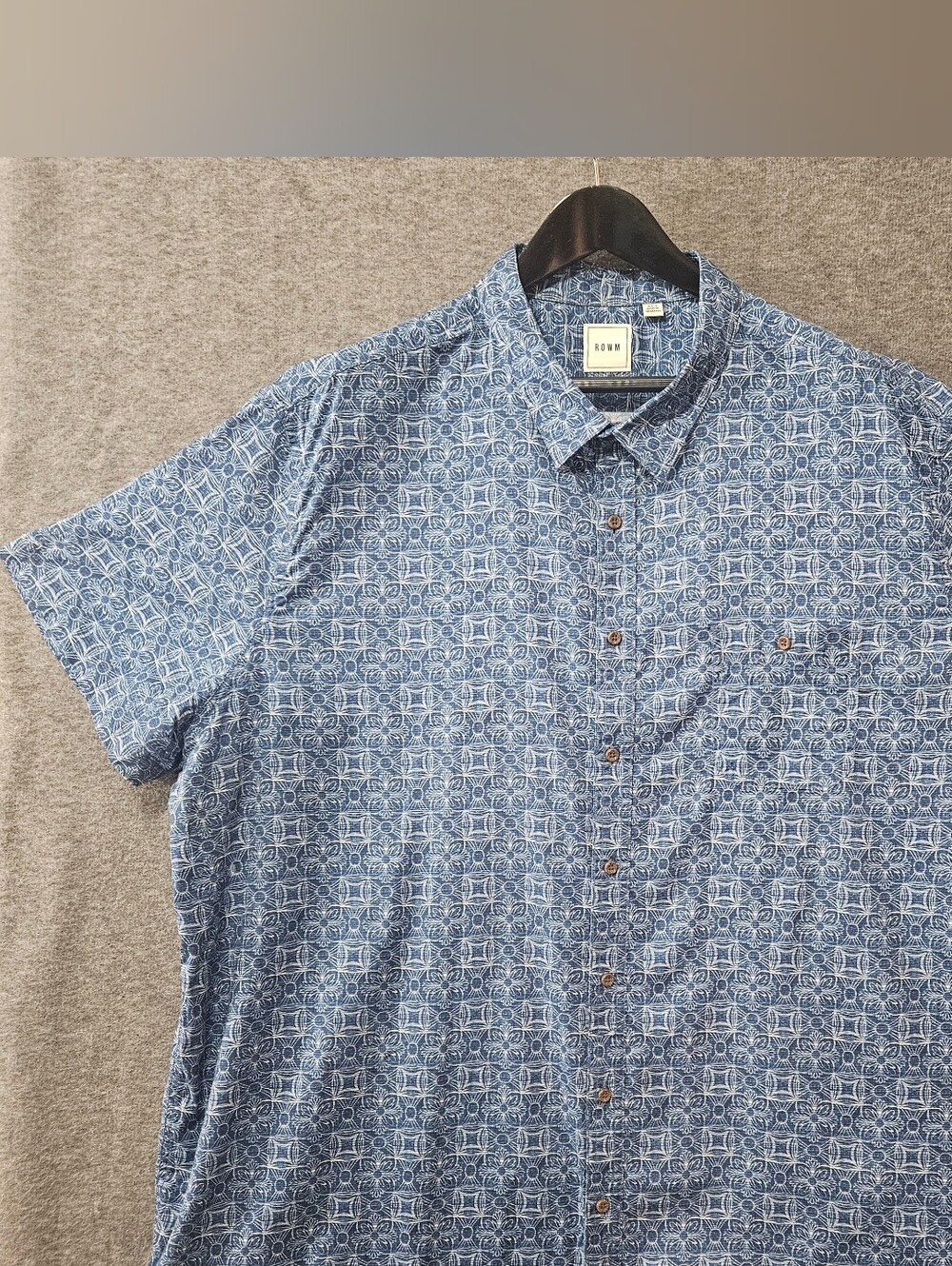 ROWM Short Sleeve Button Up Shirt With Pocket Men's 4XT